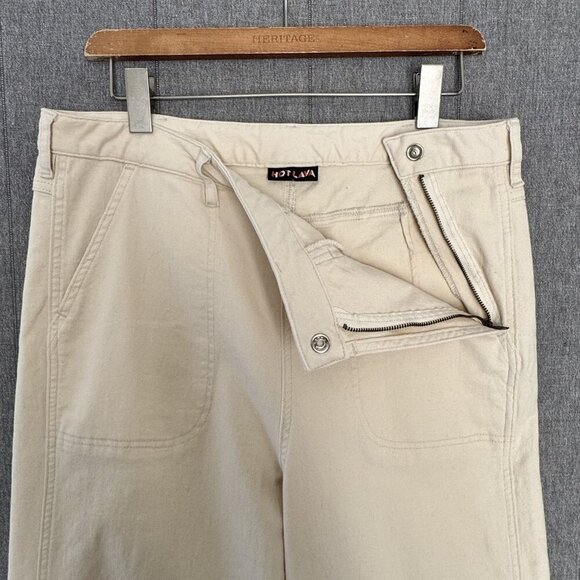 Hot Lava Spring Dream Jean - Cream Wide Straight Leg High Rise Side Zip Size XL - Picture 4 of 10